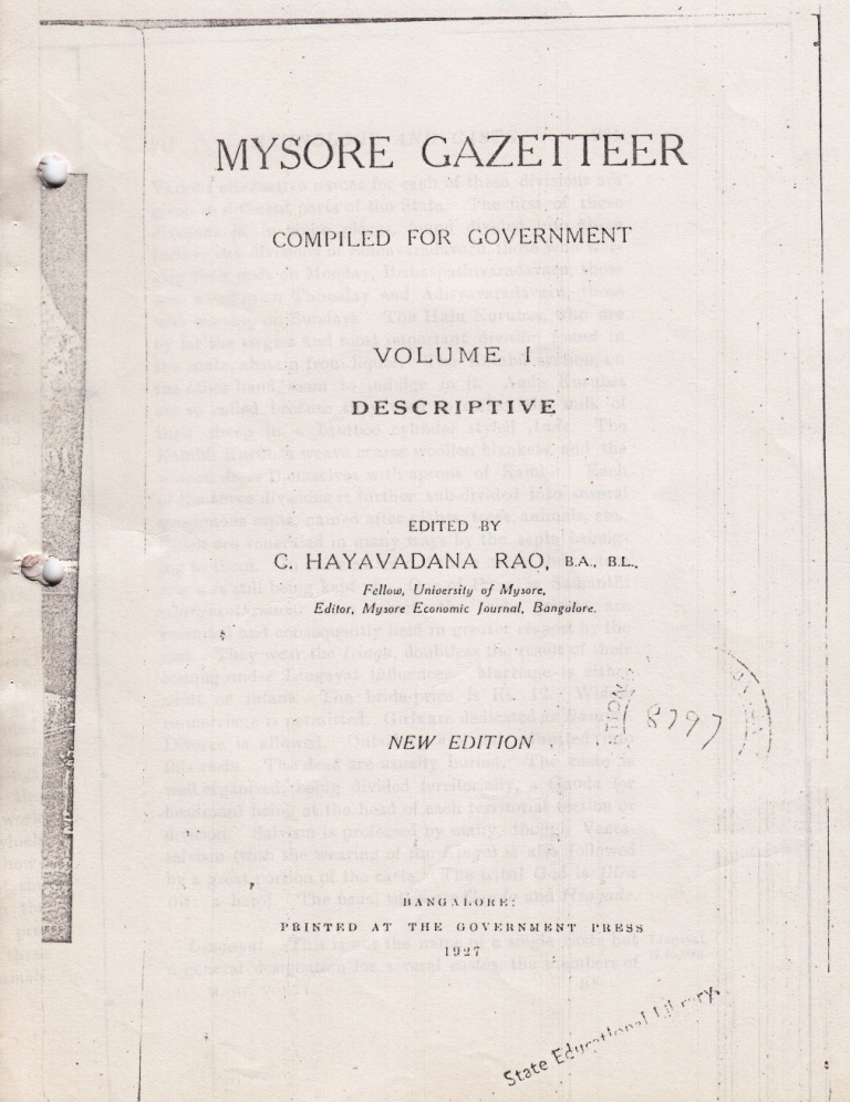 Mysore Gazetteer 1927_1